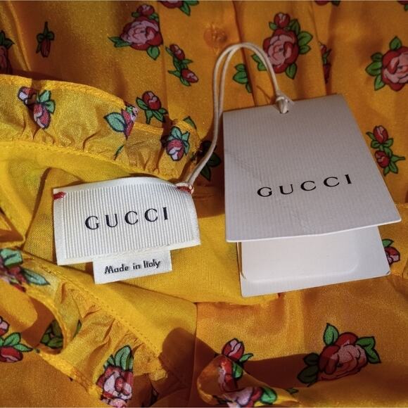 NWT Gucci "Rosebud" 100% Silk Girls Dress Size 3-6 Months - Picture 6 of 11